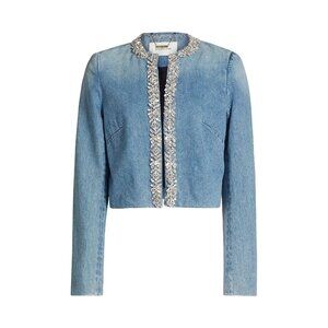NEW Zimmermann Size 2 (US 6-8/ Medium) Crush Embellished Denim Jacket, Blue Moon